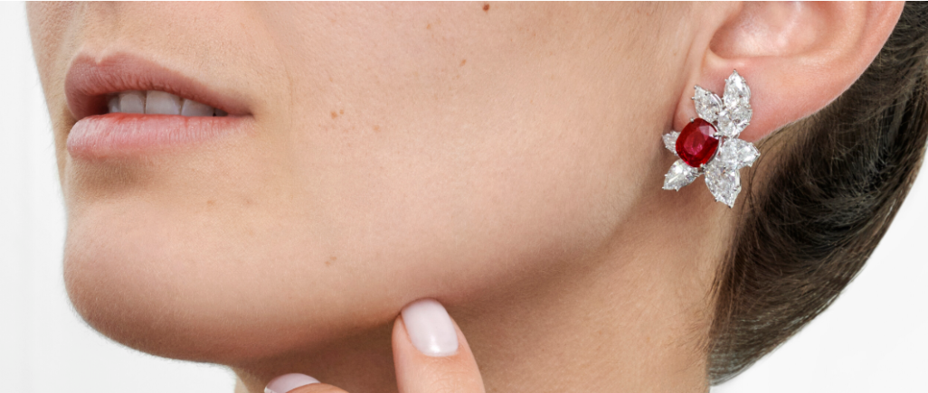 گوشواره جواهر مزین به الماس طلای فرد کد شش