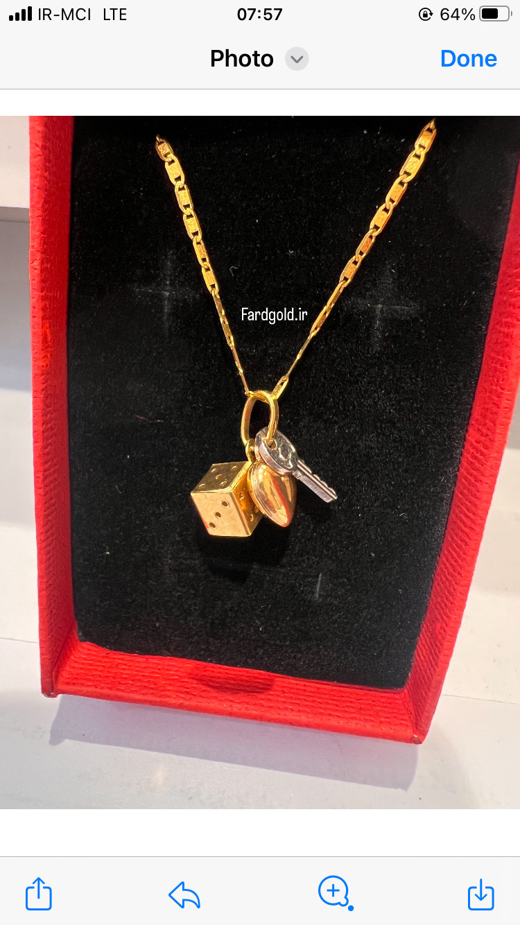  آویز طلا قلب و کلید و تاس طلای 18 عیار کد X1 60754 