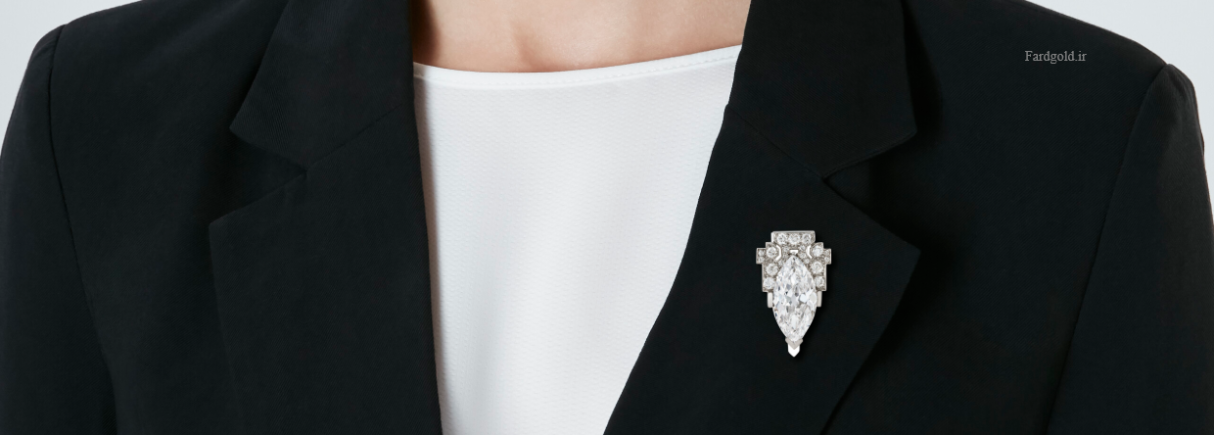 سنجاق سینه جواهر مزین به الماس طلای فرد کد پنج