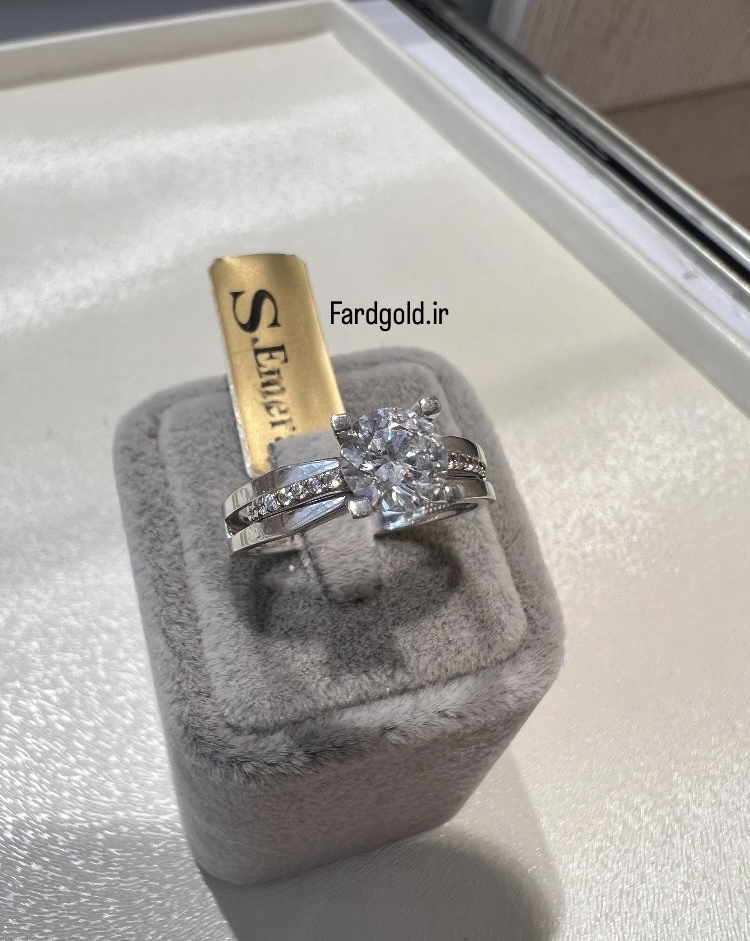  انگشتر طلا سفید امرالد طلای 18 عیار کد X60634 