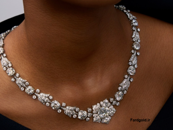 گردنبند جواهر مزین به الماس طلای فرد کد سه