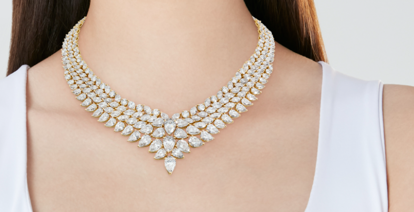 گردنبند جواهر مزین به الماس طلای فرد کد شش