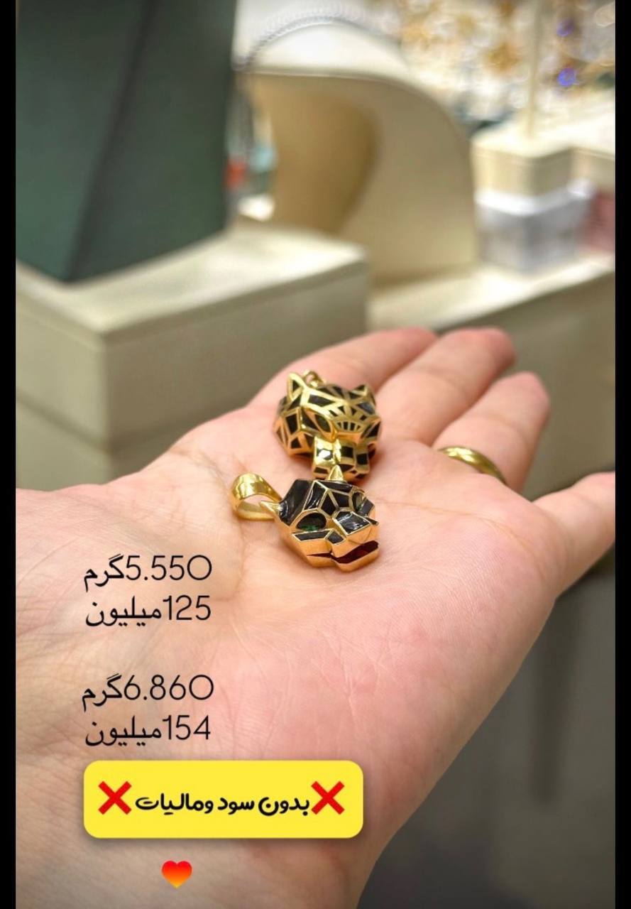  پلاک طلا طرح ببر 6.860 گرم کم اجرت بدون سود و مالیات 