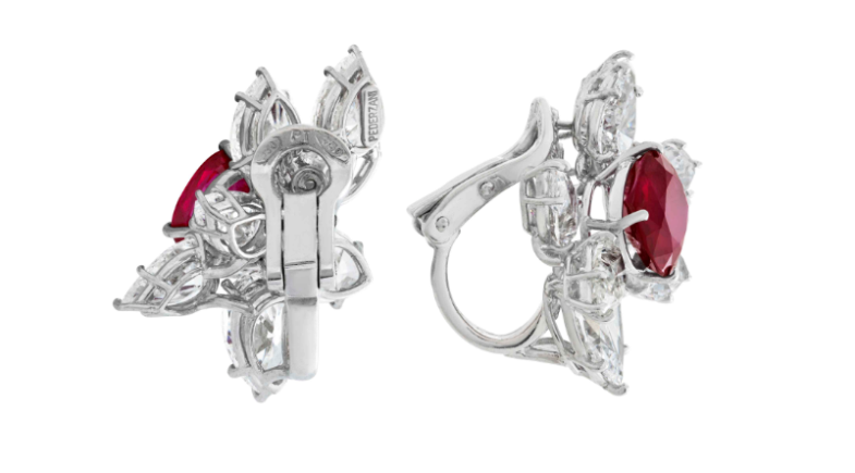 گوشواره جواهر مزین به الماس طلای فرد کد شش