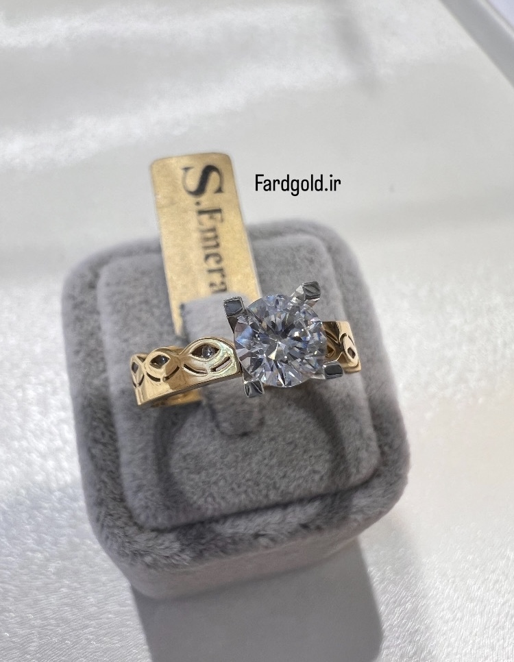  انگشتر طلا امرالد زرد طلای 18 عیار کد X60635 