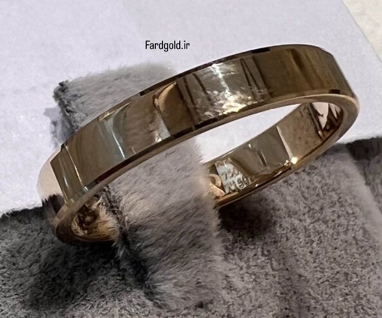 حلقه رینگی تخت رنگ زرد خود رنگ طلای 18عیار سایز68 کد X21 60612