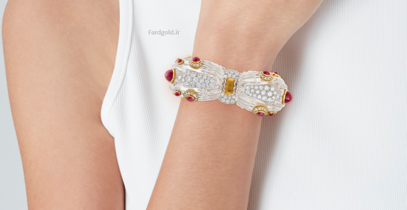 دستبد جواهر مزین به الماس طلای فرد کد چهار