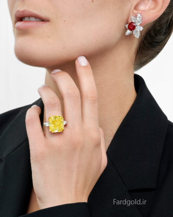 گوشواره جواهر مزین به الماس طلای فرد کد شش